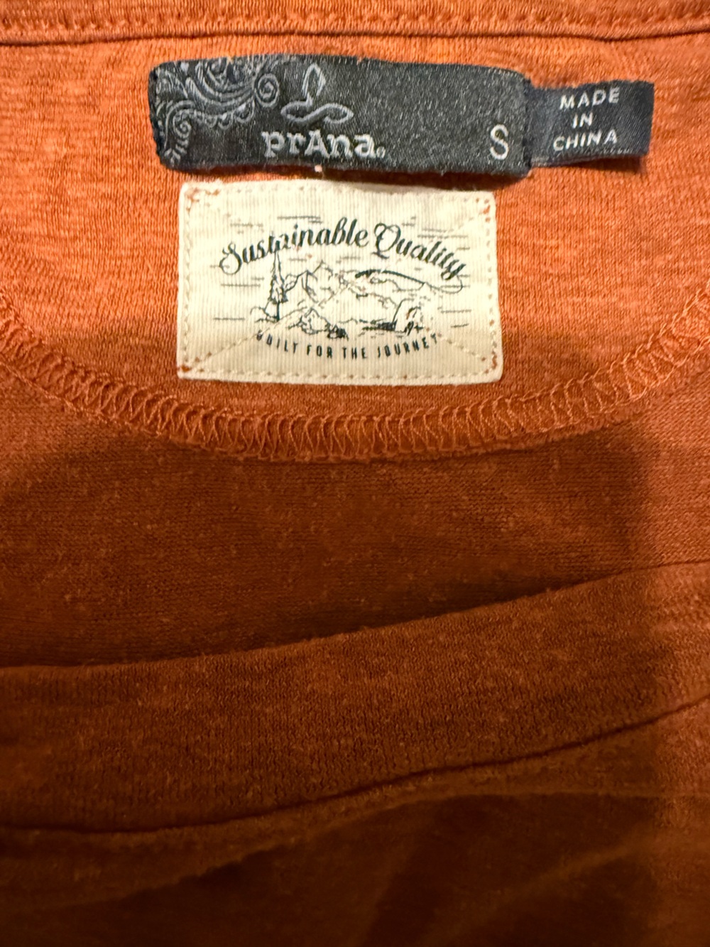 Prana Women's Rust Orange Short Sleeve Crew Tee - Picture 4 of 6
